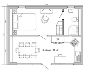 Модульный дом REVAL 6500 с кухней, спальней и санузлом